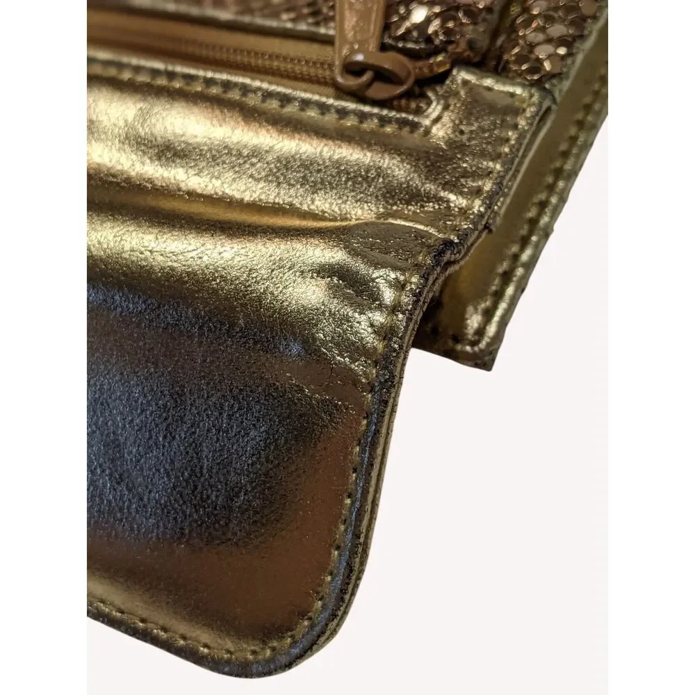 Vintage Whiting & Davis Gold Mesh Wallet Checkbook Clutch NOS Glam Coquette 70s
